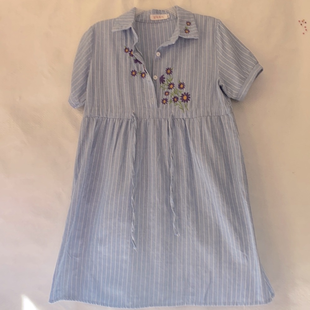 Korean Brand Conceive Blue & White Stripe Maternity Tunic
